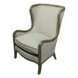 Pemberly Row High-Back Lounge Arm Chair in Natural Linen with Wood Trim