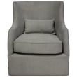 Pemberly Row Swivel Lounge Chair with Kidney Pillow in Gray Fabric