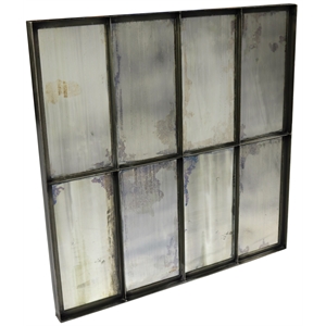 Pemberly Row 40&quot x 40&quot Antique-Style Wall Mirror in Gray Metal Frame
