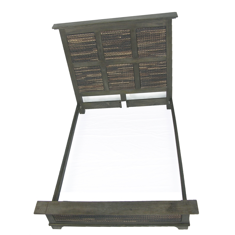 Pemberly Row Wicker/Rattan Solid Wood California King Bed in Espresso
