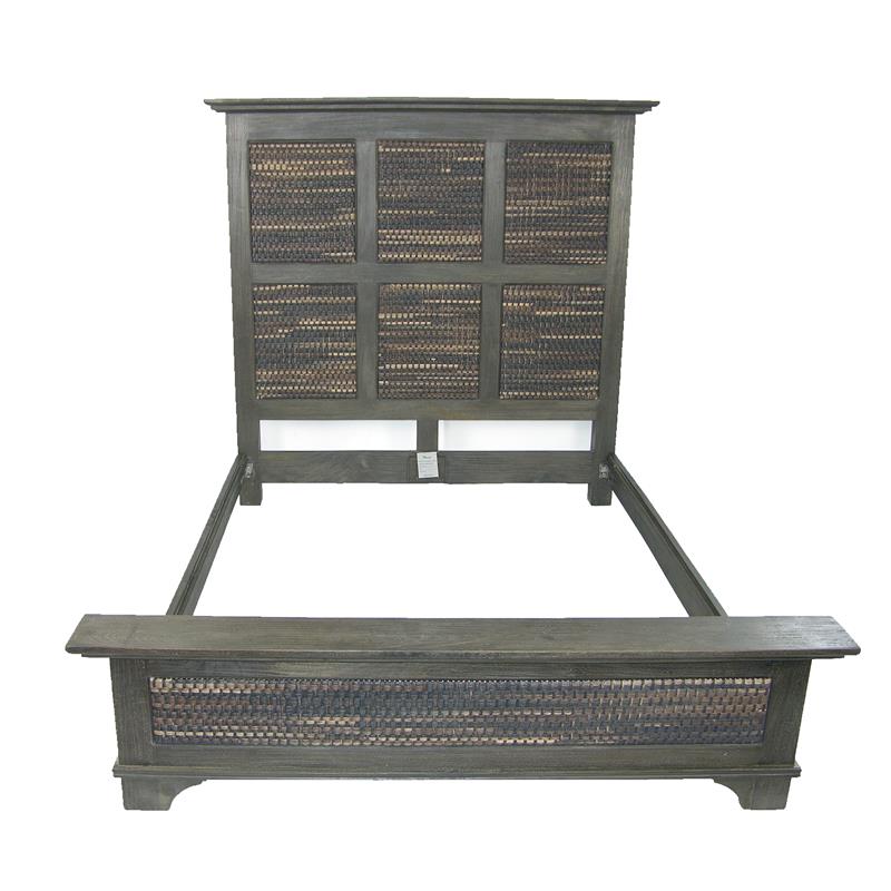 Pemberly Row Wicker/Rattan Solid Wood California King Bed in Espresso