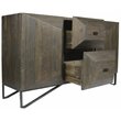 Pemberly Row 2-Door 2-Drawer Solid Wood Sideboard on Cast Iron Base in Brown