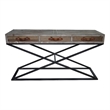 Pemberly Row 3-Drawer Solid Wood Console Table with Leather Pulls in Brown