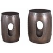 Pemberly Row Cast Iron Occasional Tables with Hammered Top in Copper (Set of 2)