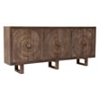 Pemberly Row 6-Door Hand-Carved Acacia Wood Cabinet on 3 Legs in Brown