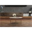 Pemberly Row White Marble Cocktail Table on Brass-Finished Cast Iron Base