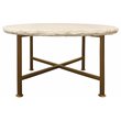 Pemberly Row White Marble Cocktail Table on Brass-Finished Cast Iron Base