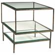 Pemberly Row Cast Iron Side Table with 3 Glass Tops in Antique Brass