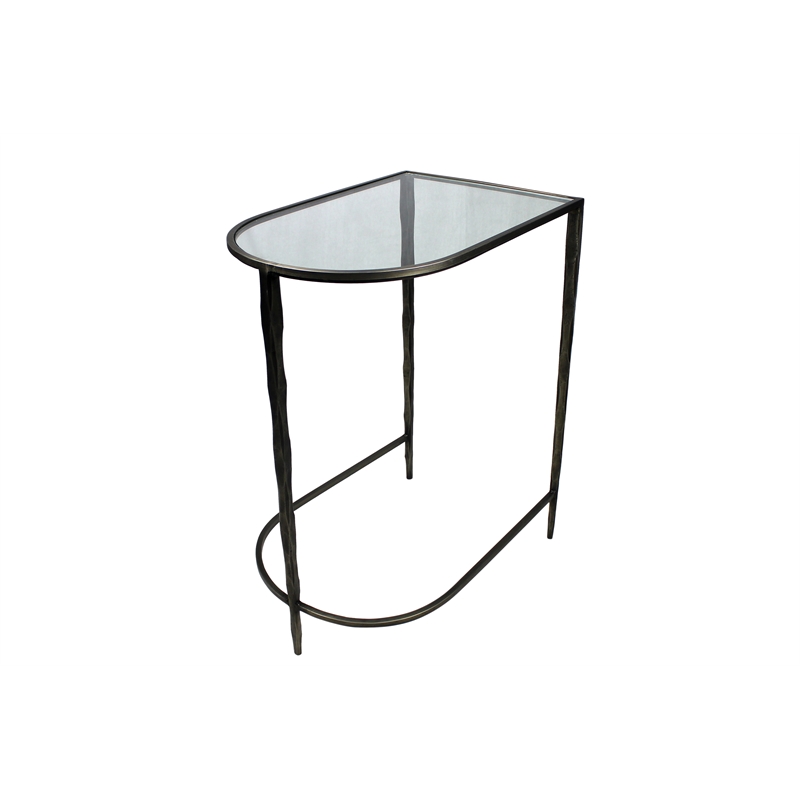 Pemberly Row Gold Nesting Console Tables with Glass & Marble on Iron (Set of 2)