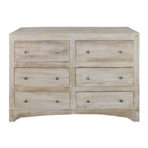 Pemberly Row 6-Drawer Solid Wood Dresser with Metal Pulls in Natural Finish