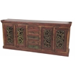 Pemberly Row 4-Door 5-Drawer Hand-Carved Mango Wood Buffet in Multi-Color