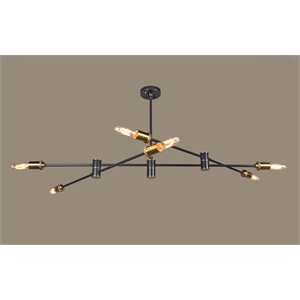 Pemberly Row 6-Light Pendant with Adjustable Arms in Antique Bronze and Brass
