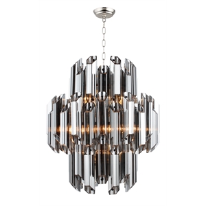 Pemberly Row 9-Light Smoked Glass Pendant on Silver Metal Frame