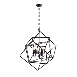 Pemberly Row 6-Light Matte Black Metal Pendant with 360W Total Wattage
