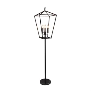Pemberly Row 3-Light Lantern Floor Lamp with Aged Metal Finish in Black