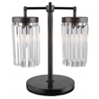 Pemberly Row Twin Table Lamp in Aged Black Metal with Clear Crystal Shades