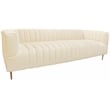 Pemberly Row Channel-Tufted Sofa with Gold Legs and 2 Pillows in Ivory Velvet