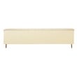 Pemberly Row Channel-Tufted Sofa with Gold Legs and 2 Pillows in Ivory Velvet