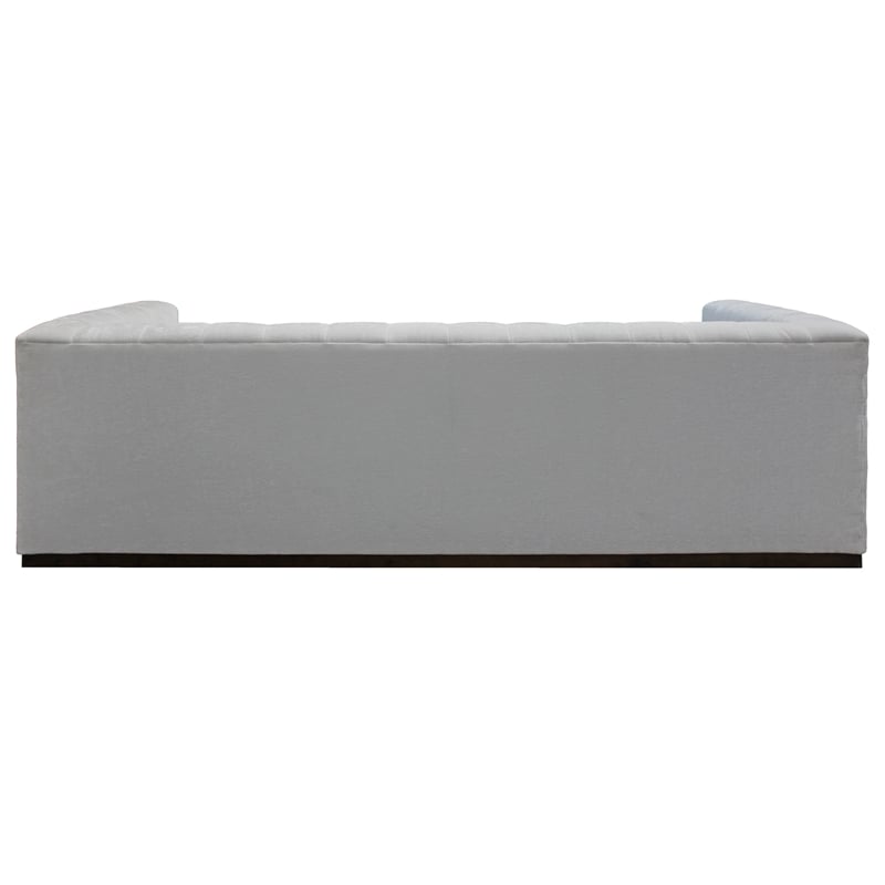 Pemberly Row Channeled Sofa with 2 Pillows in Ivory Multi-Weave Linen Velvet