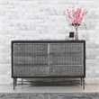 Pemberly Row Hand-Carved 6-Drawer Mango Wood Chest on Forged Iron in Brown