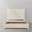 Pemberly Row Hand-Carved Mango Wood White King Platform Bed with High Headboard