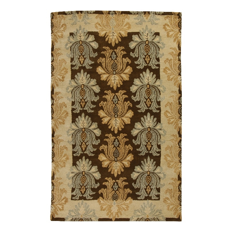 Pemberly Row 5x8 Nature-Inspired Cut Pile and Loop NZ Wool Rug in Mocha Brown