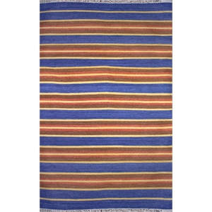 Pemberly Row 2.6x9 Handwoven NZ Wool and Chrome Dye Kilim Runner in Blue