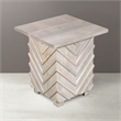 Pemberly Row Mango Solid Wood End Table with Zig-Zag Pattern in White Wash