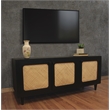 Pemberly Row 3 Woven Cane Door Mango Wood Plasma Stand in Black