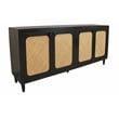 Pemberly Row 4 Woven Cane Door Mango Wood Sideboard in Black