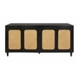 Pemberly Row 4 Woven Cane Door Mango Wood Sideboard in Black