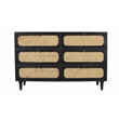 Pemberly Row 6 Woven Cane Drawer Mango Wood Dresser in Black