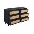 Pemberly Row 6 Woven Cane Drawer Mango Wood Dresser in Black