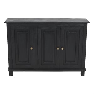 Pemberly Row 3-Door Solid Wood Mango Sideboard in Charcoal Gray