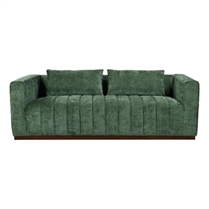 Pemberly Row 92&quot Sofa with 2 Toss Pillows in Cypress Green Multi-Weave