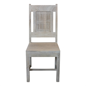 Pemberly Row 41&quot Solid Mango Wood Dining Chair in Brushed Ivory (Set of 2)