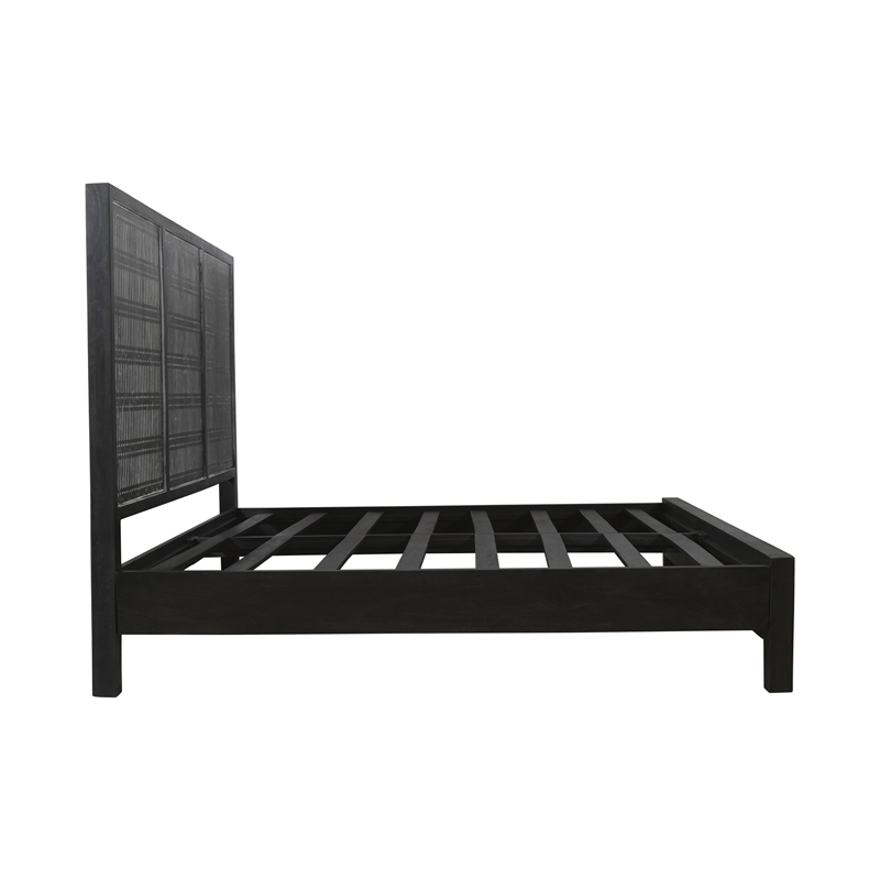 Pemberly Row Queen Mango Solid Wood Bed in Antique Brown Finish