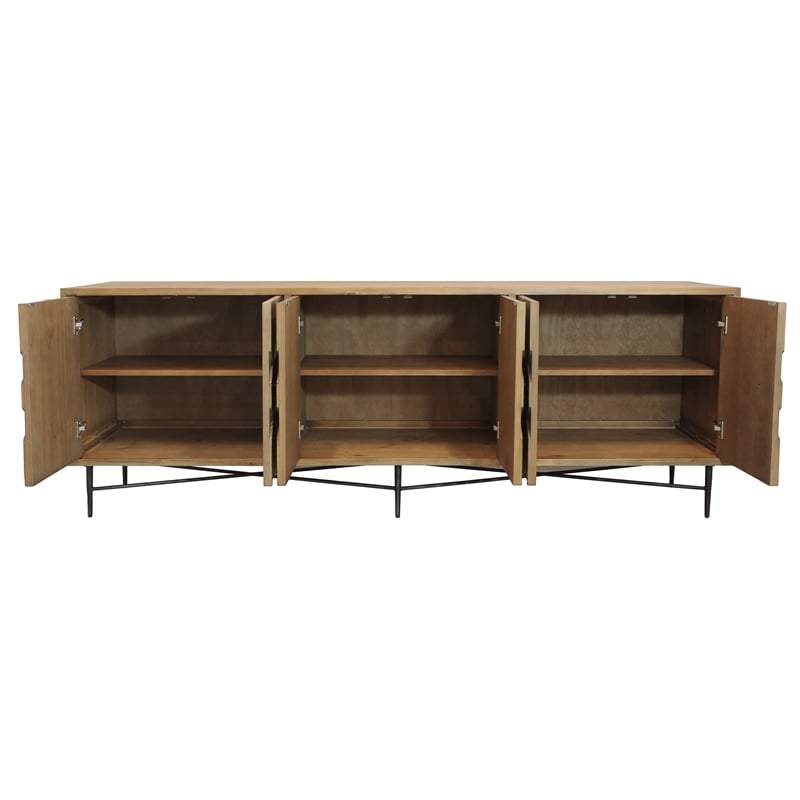 Pemberly Row 6-Door Recycled Pine Wood Sideboard in Natural Finish