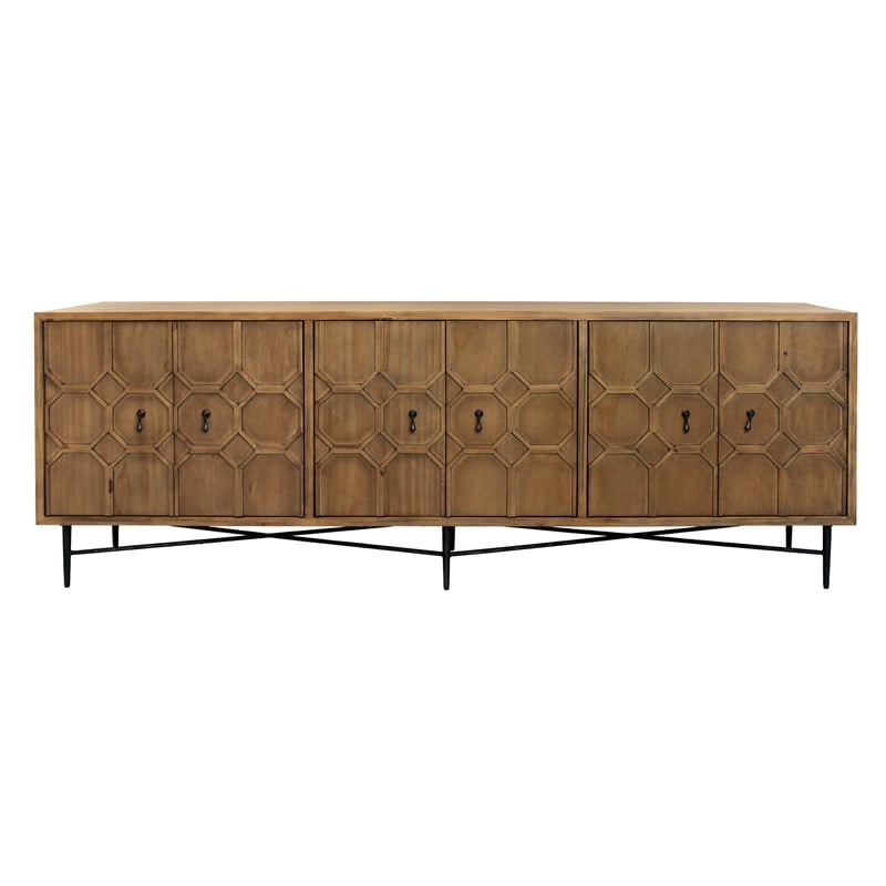 Pemberly Row 6-Door Recycled Pine Wood Sideboard in Natural Finish