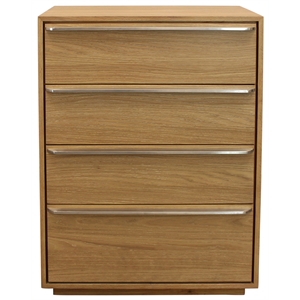 Pemberly Row 4-Drawer Oak Wood Dresser with Metal Handles in Natural Finish