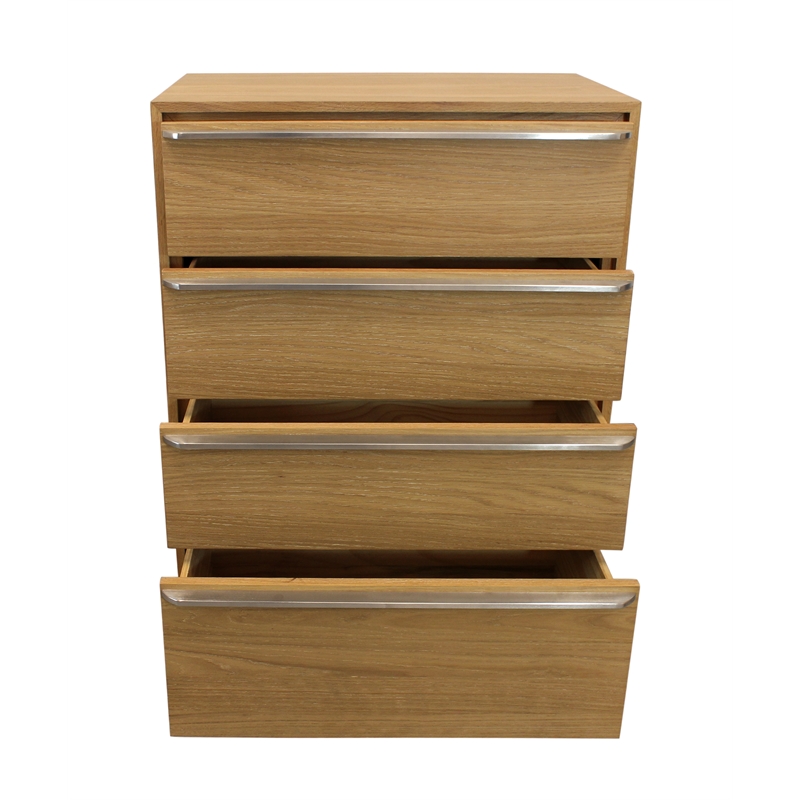 Pemberly Row 4-Drawer Oak Wood Dresser with Metal Handles in Natural Finish