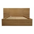 Pemberly Row Oak Wood Platform Queen Bed with Wings in Natural Finish