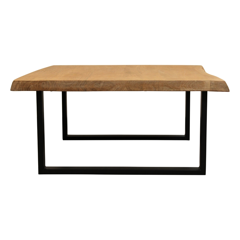 Pemberly Row Solid Acacia Wood Live Edge Square Coffee Table in Natural