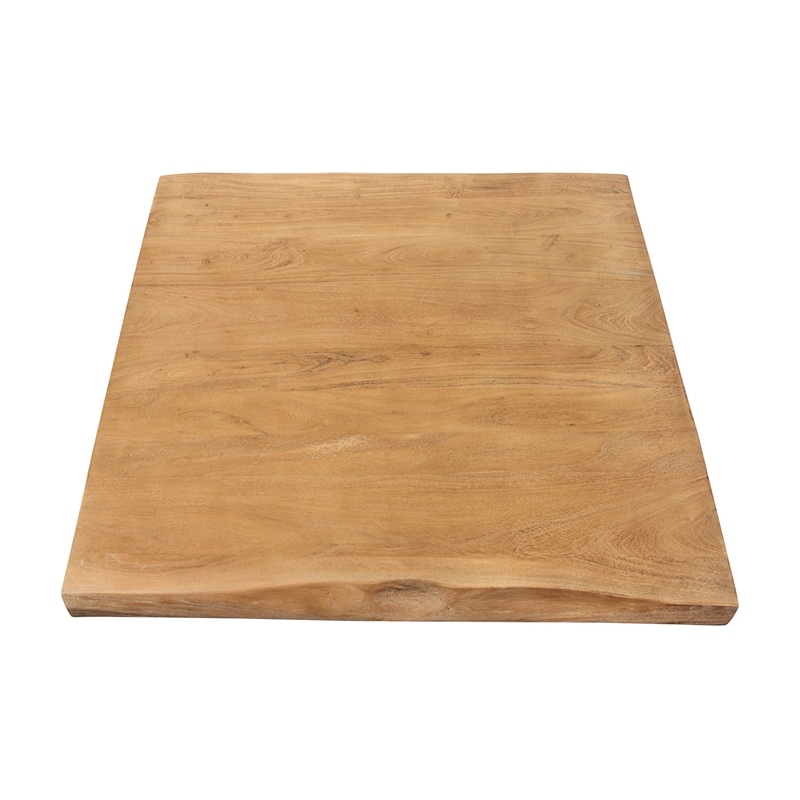 Pemberly Row Solid Acacia Wood Live Edge Square Coffee Table in Natural