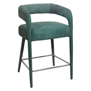Pemberly Row 35&quot Comfy Cushioned Metal Counter Chair in Teal Linen