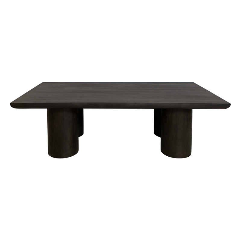 Pemberly Row Solid Mango Wood Rectangular Coffee Table in Dark Brown