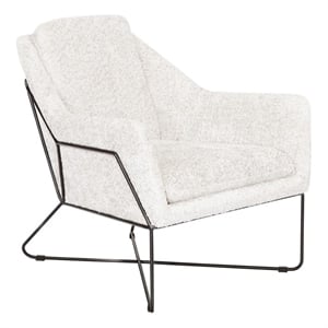 Pemberly Row Lounge Chair in Boucle Ivory Fabric with Toughened Iron Frame
