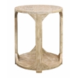 Pemberly Row Round Solid Mango Wood End Table with Shelf in Coastal Natural