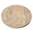 Pemberly Row Round Solid Mango Wood End Table with Shelf in Coastal Natural