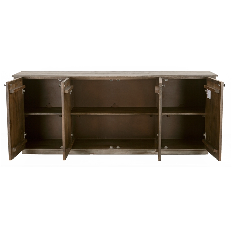 Pemberly Row 4-Door Solid Wood Sideboard in North Creek Brown Finish